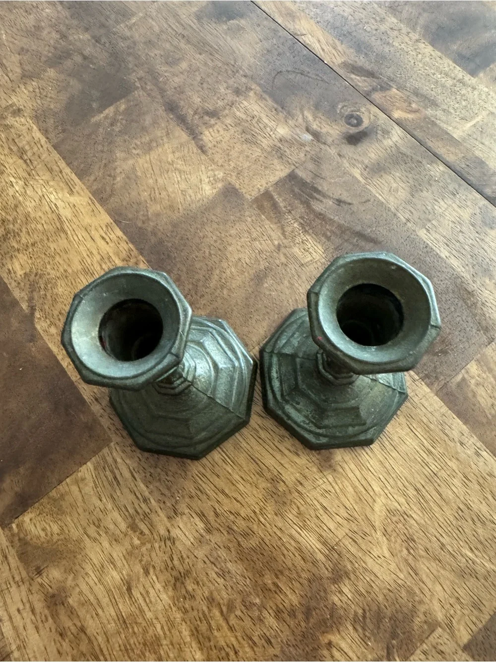 VIntage Metal Candle Holders - Pair